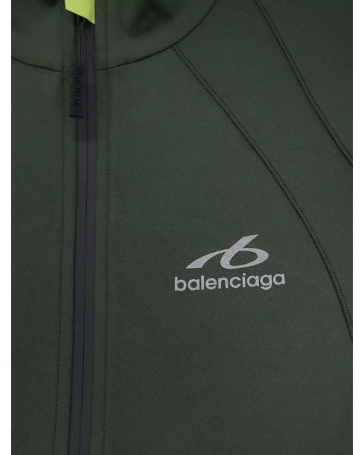 Balenciaga Green Fitted High Collar Zip Sweatshirt Jacket