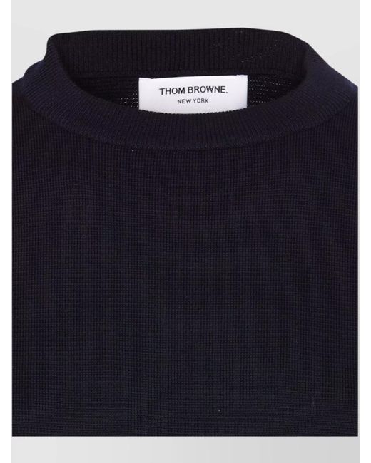 Thom Browne Blue Wool Milano-Stitch Crewneck Jumper