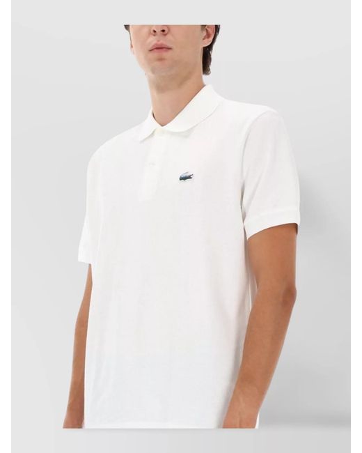 Lacoste White Cotton Logo Polo Shirt for men