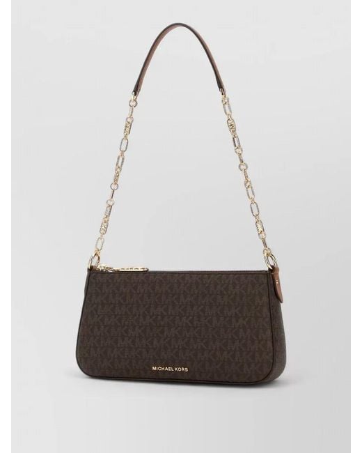 Michael Kors White Empire Canvas Shoulder Bag Chain Strap