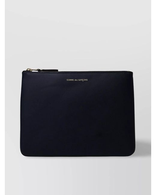 Comme des Garçons Blue Leather Zip Wallet for men