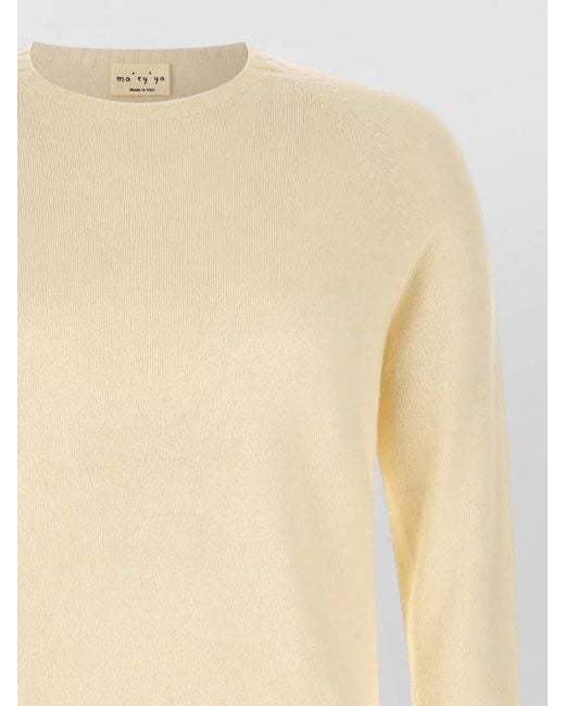 Ma'ry'ya Natural Cashmere Wool Fine-Knit Crew-Neck Sweater for men