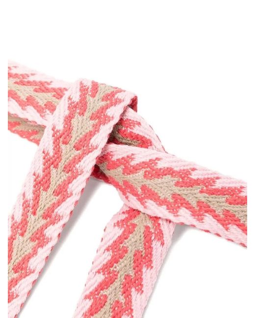 Pierre Louis Mascia Pink Silk Belt Chevron Pattern Fringe Texture