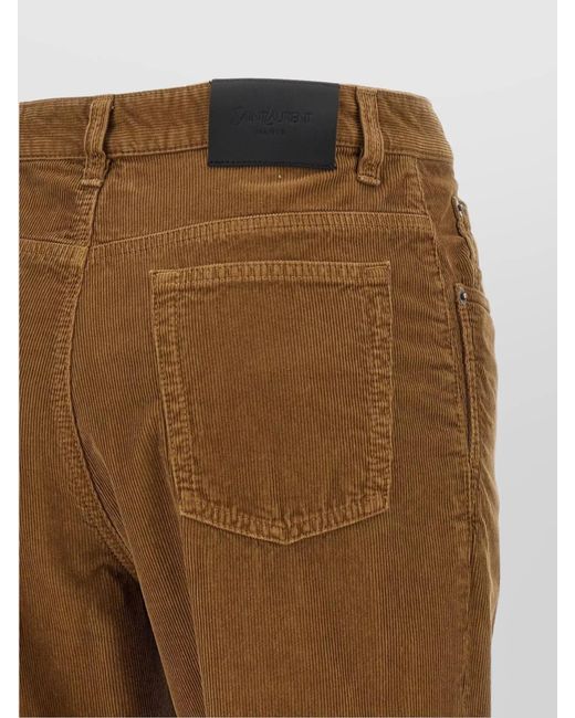 Saint Laurent Brown Organic Cotton High-Rise Wide-Leg Corduroy Trousers