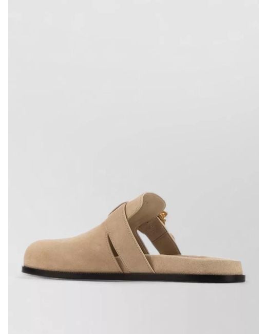 Dior White Flat Sole Mules Open Back Round Toe Buckle