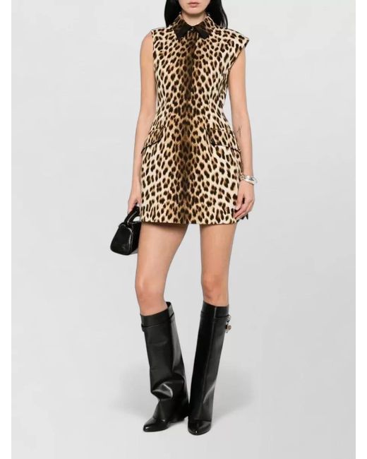 Sportmax Multicolor Animal Print Mini Dress Bow Pockets