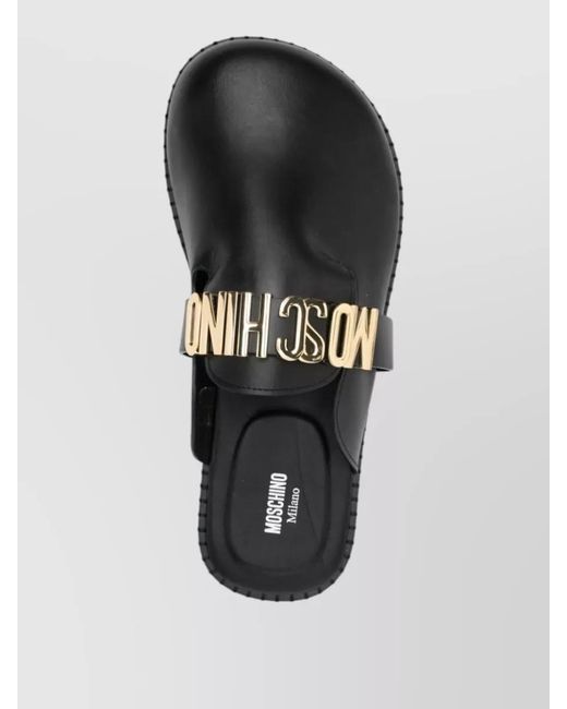 Moschino Black Leather Mules for men
