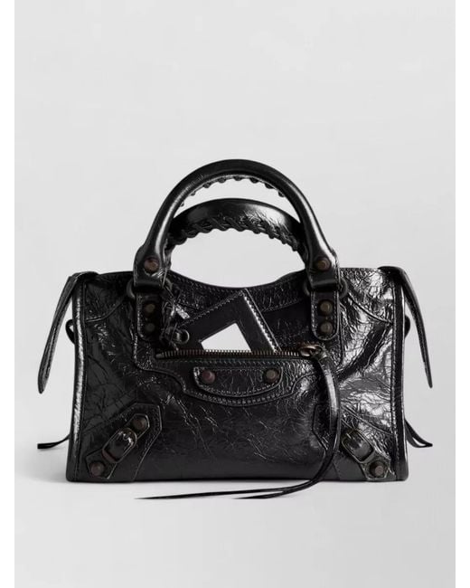 Balenciaga Black Mini Bag Nylon Detail Silk Top Handles