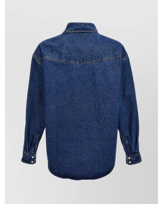 Palm Angels Blue Monogram Shirt Jacket for men