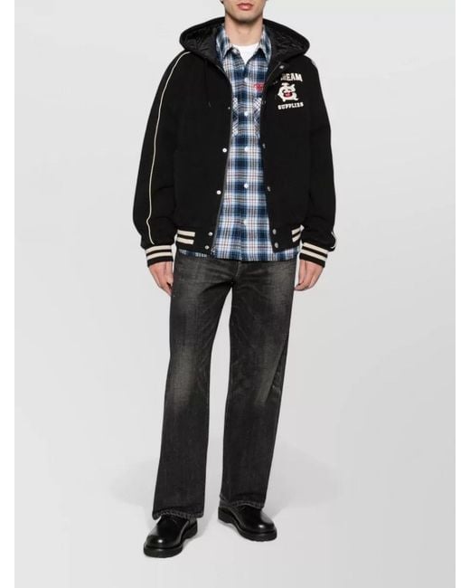 ICECREAM Black Hooded Cotton Bomber Jacket for men