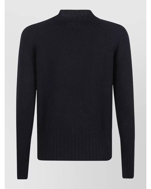 Drumohr Blue Long Sleeve Ribbed Crew Neck Knit Sweater