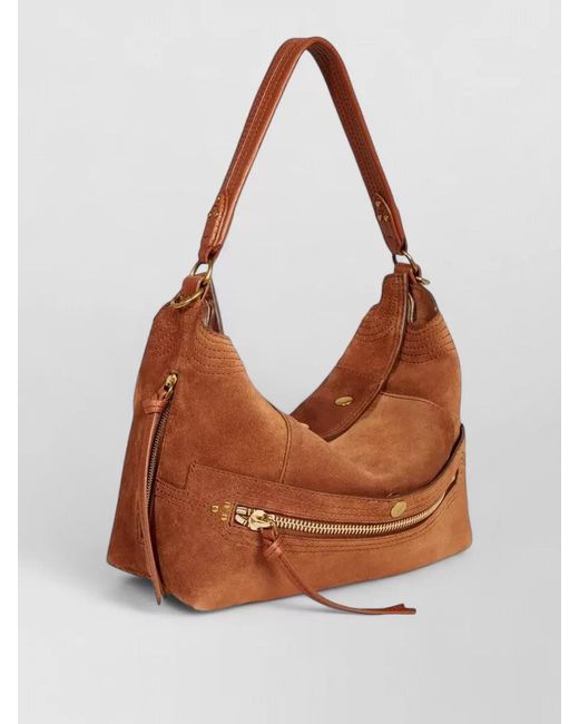 Jérôme Dreyfuss Brown Shoulder Bag Hobo Style Adjustable Strap