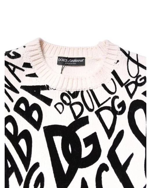 Dolce & Gabbana Black Wool Relaxed-Fit Logo-Print Sweater
