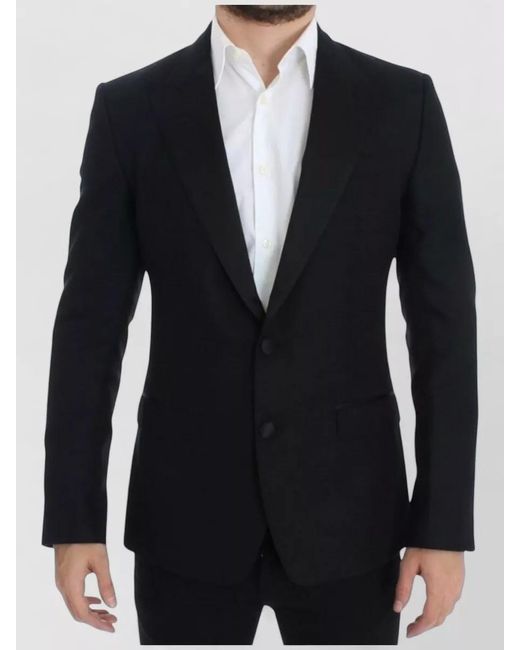 Dolce & Gabbana Blue Wool Silk Sicilia Tailored Blazer for men