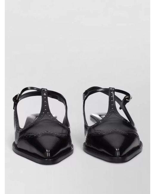 Miu Miu Black Leather Mid Heel Pumps