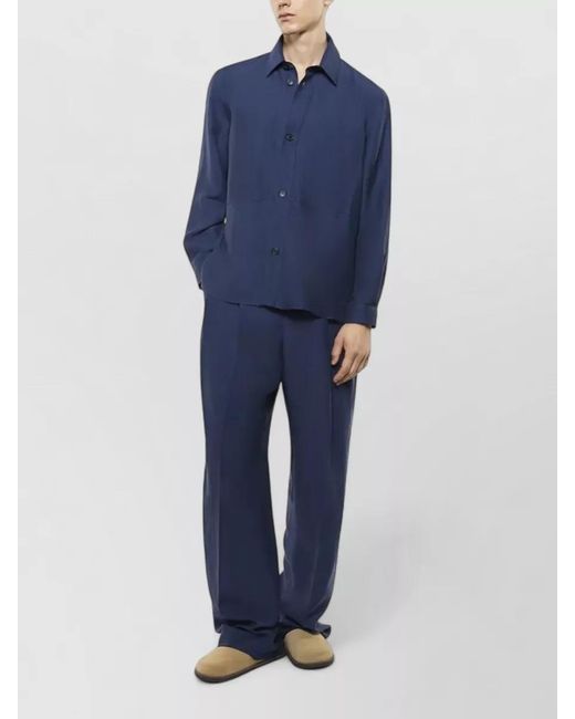 Laneus Blue Overshirt Jacket Chest Pockets Collar for men