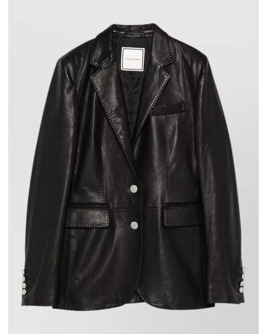 Tagliatore Black Solid Notched Lapel Blazer