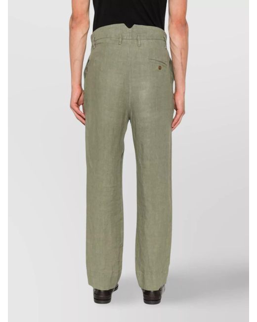 Vivienne Westwood Green Linen Straight-Leg Trousers for men