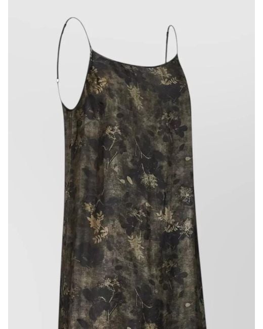 Uma Wang Gray Anaya Midi Dress Pomegranate Print Straps