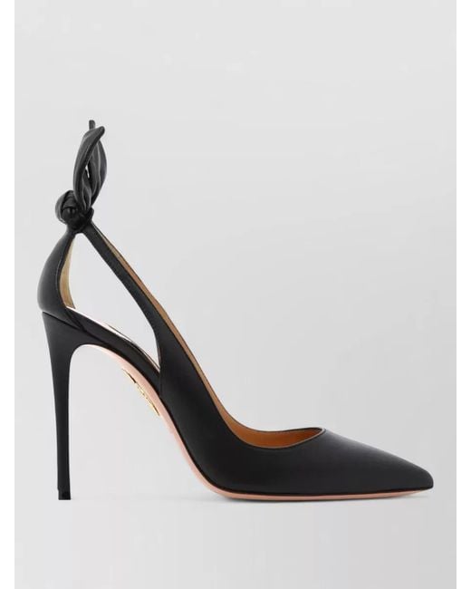 Aquazzura Black Leather Bow Tie Pumps 105 Mm