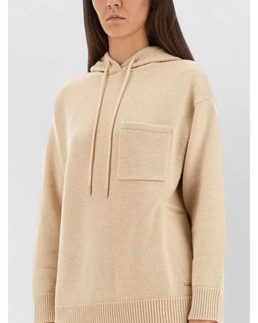 Max Mara Natural Liana Hooded Knit Top Long Sleeves