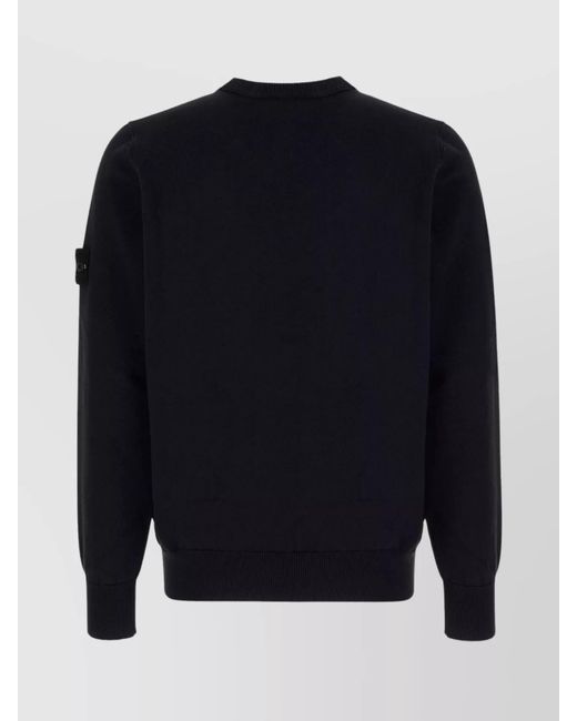 Stone Island Blue Cotton Sweater With Detachable Logoed Label for men