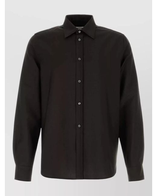 Jil Sander Black Wool Blend Shirt Long Sleeves Button Cuffs for men