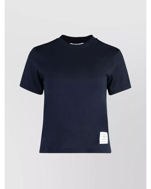 Thom Browne Blue Ribbed Collar Crew-Neck T-Shirt