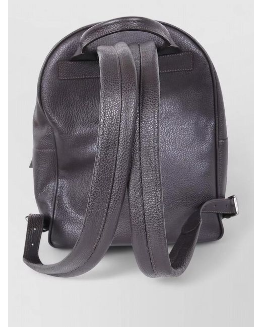 SAIT Gray Leather Backpack Adjustable Straps Front Zip Pocket for men