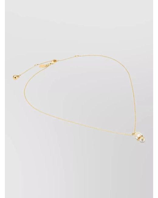 Jimmy Choo White Metal Pendant Necklace