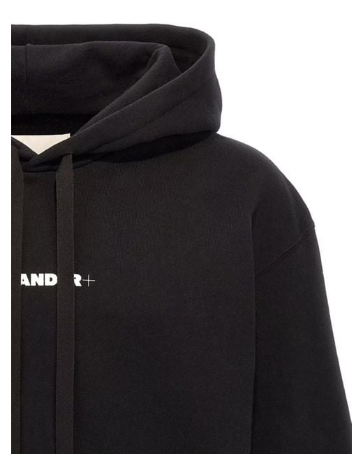 Jil Sander Black Logo Hoodie With Drawstring Hood for men
