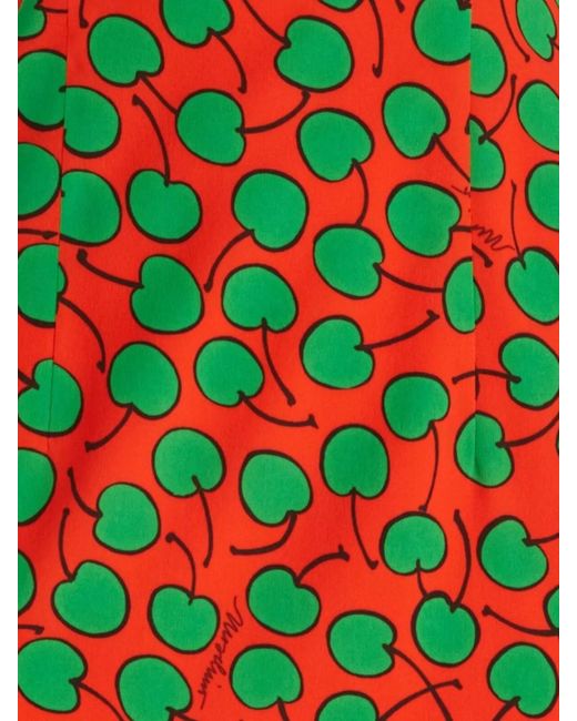 Moschino Red Cherry Print Midi Dress