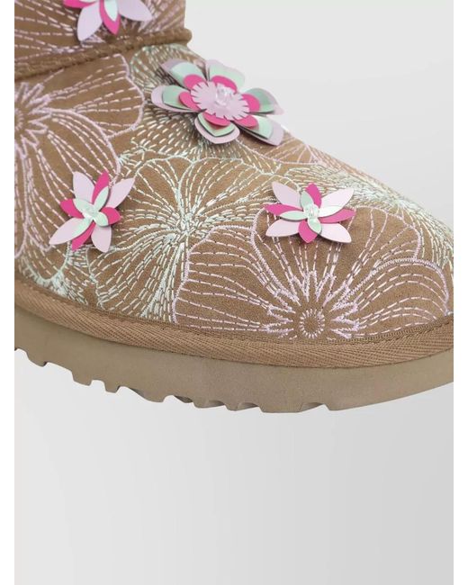 Ugg Multicolor Suede Floral-Embroidered Ankle Boots