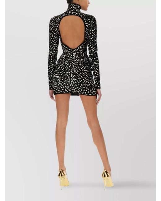 Roberto Cavalli Black Cheetah High-Neck Open-Back Mini Dress
