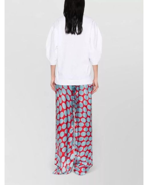 Dries Van Noten White Nylon Silk Blend Top Three Quarter Sleeves