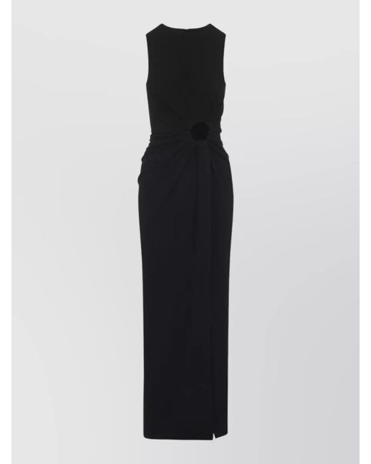 Sportmax Black Saletta Long Dress Stretch Viscose Cutout