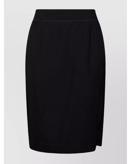 Maison Margiela Black Wool Midi Straight Skirt