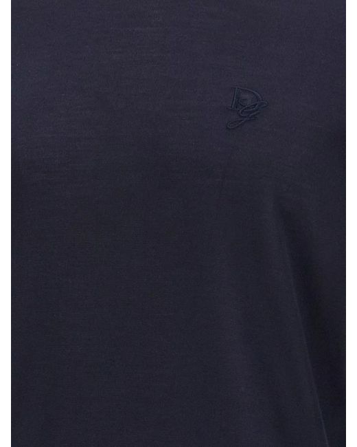 Dolce & Gabbana Blue Silk Logo-Embroidered Jumper for men