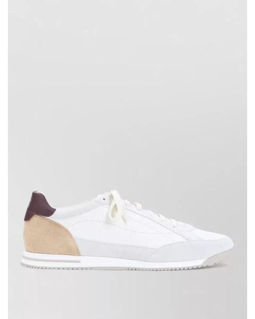 Brunello Cucinelli White Leather Low-Top Sneakers for men