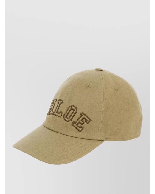 Chloé Natural Signature Cotton Cap Curved Brim