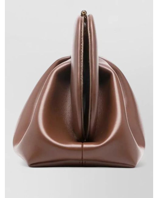 THEMOIRÈ Brown Medium Vegan Clutch Bag Fabric Pleated