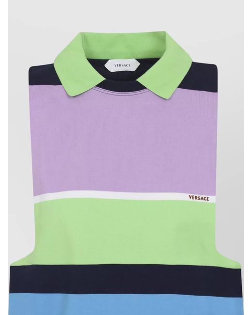 Versace Blue Striped Cotton Jersey Tank Top