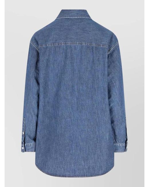 Valentino Garavani Blue Denim Shirt Long Sleeves Loose Fit Collar