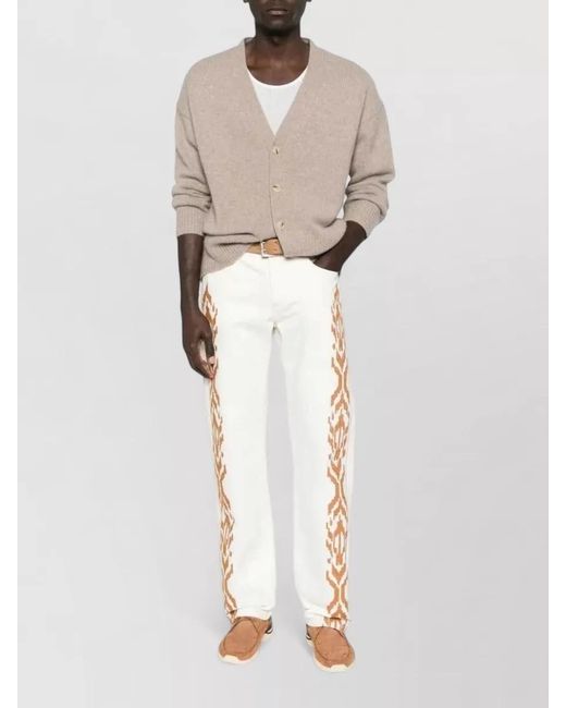Isabel Marant White Embroidered Straight-Leg Jeans for men