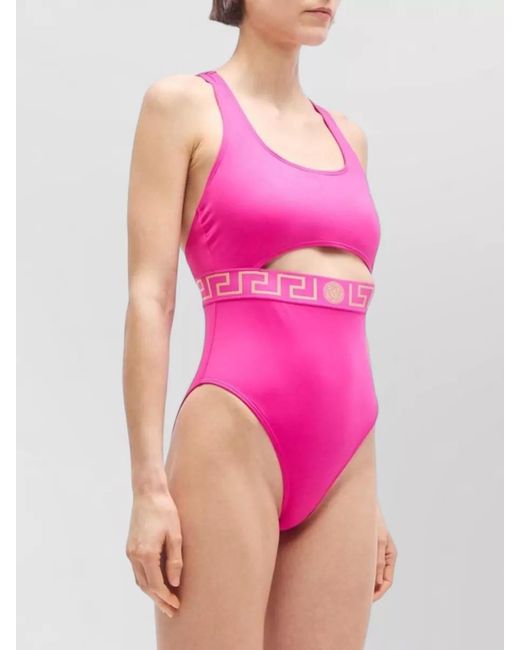 Versace Pink One Piece Swimsuit Recycled Lycra Design