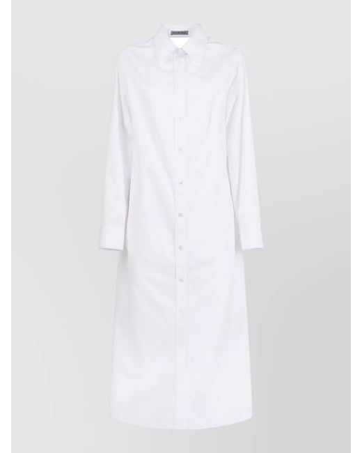 Balenciaga White Cotton Poplin Dress Cutout Back Midi