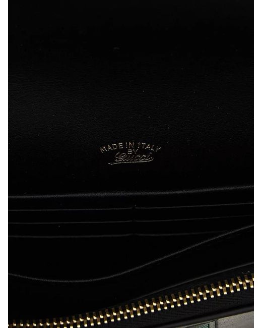 Gucci Black Horsebit Web Chain Wallet Shoulder Strap