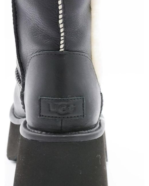Ugg Black Stylish Platform Ankle Boots With Round Toe