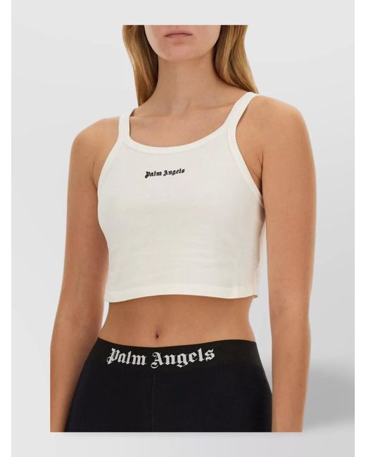 Palm Angels Black Cropped Tank Top