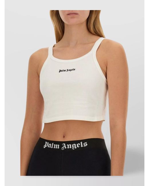 Palm Angels Black Cropped Tank Top